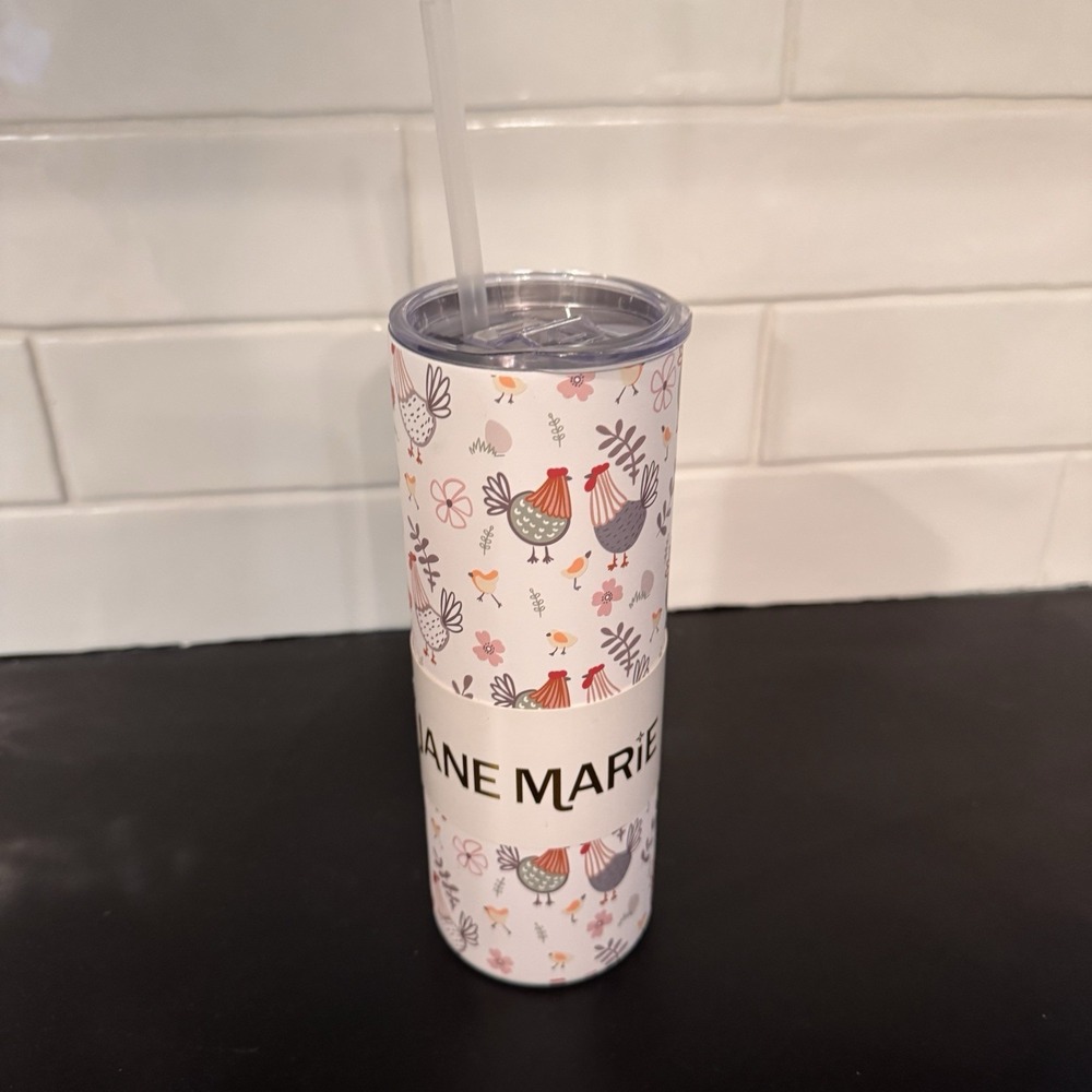 NEW Country Chicken Jane Marie Skinny 20 Oz Insulated Stainless Tumbler 8in tall